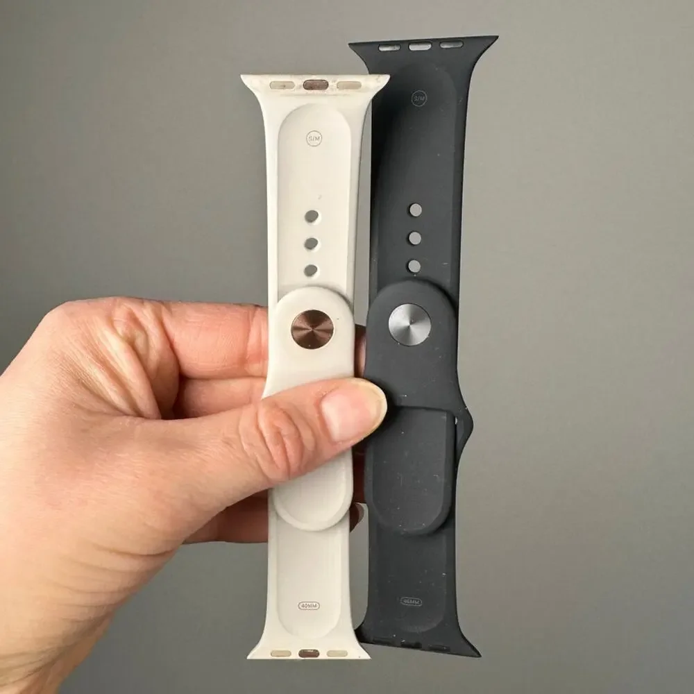 Apple Watch White & Black Rubber Sport Bands Size S/M